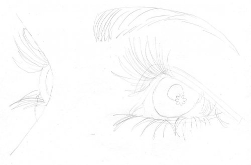 Auge von der Seite zeichnen lernen Bleistiftskizze