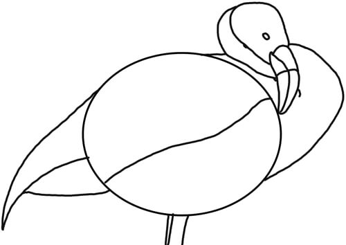 Flamingo Skizze mit Grundformen