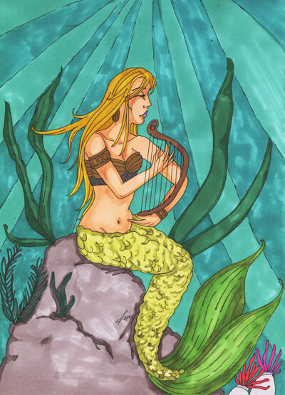 Sirena con arpa