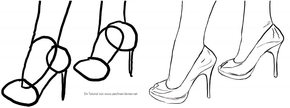 Drawing steps of feet in stilettos