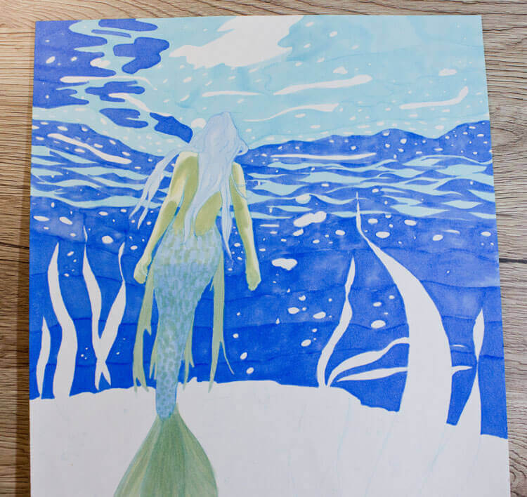 Meerjungfrau Unterwasser: Markerkolorierung