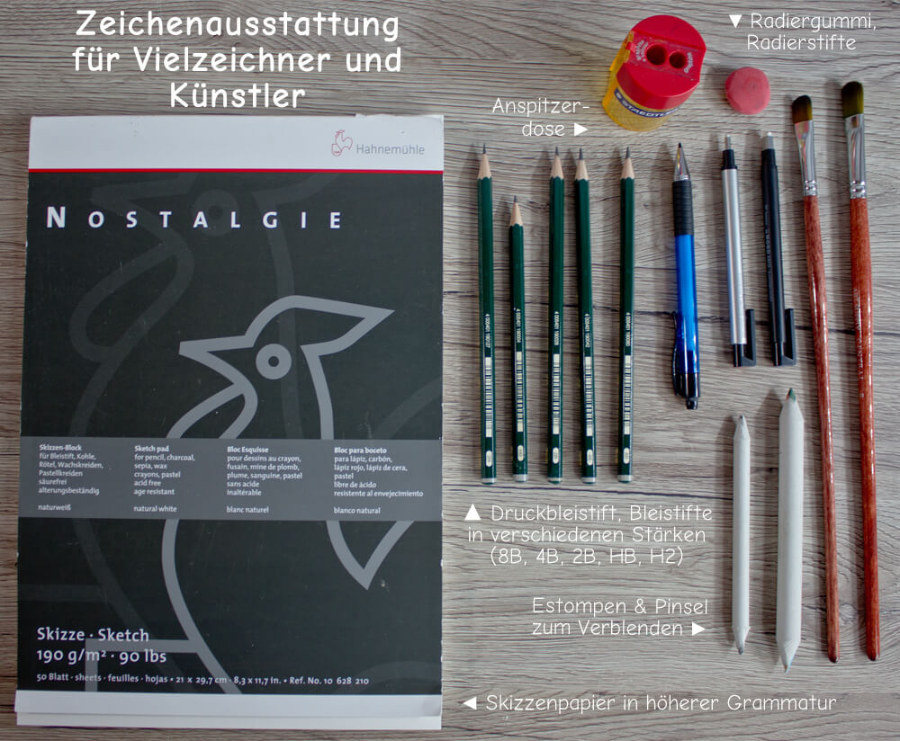 Zeichenausstattung für Vielzeichner und Künstler