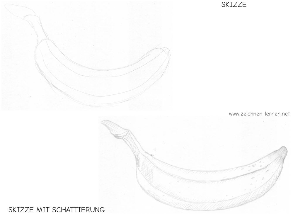Skizze schattieren mit Bleistift mittels Linienschraffur