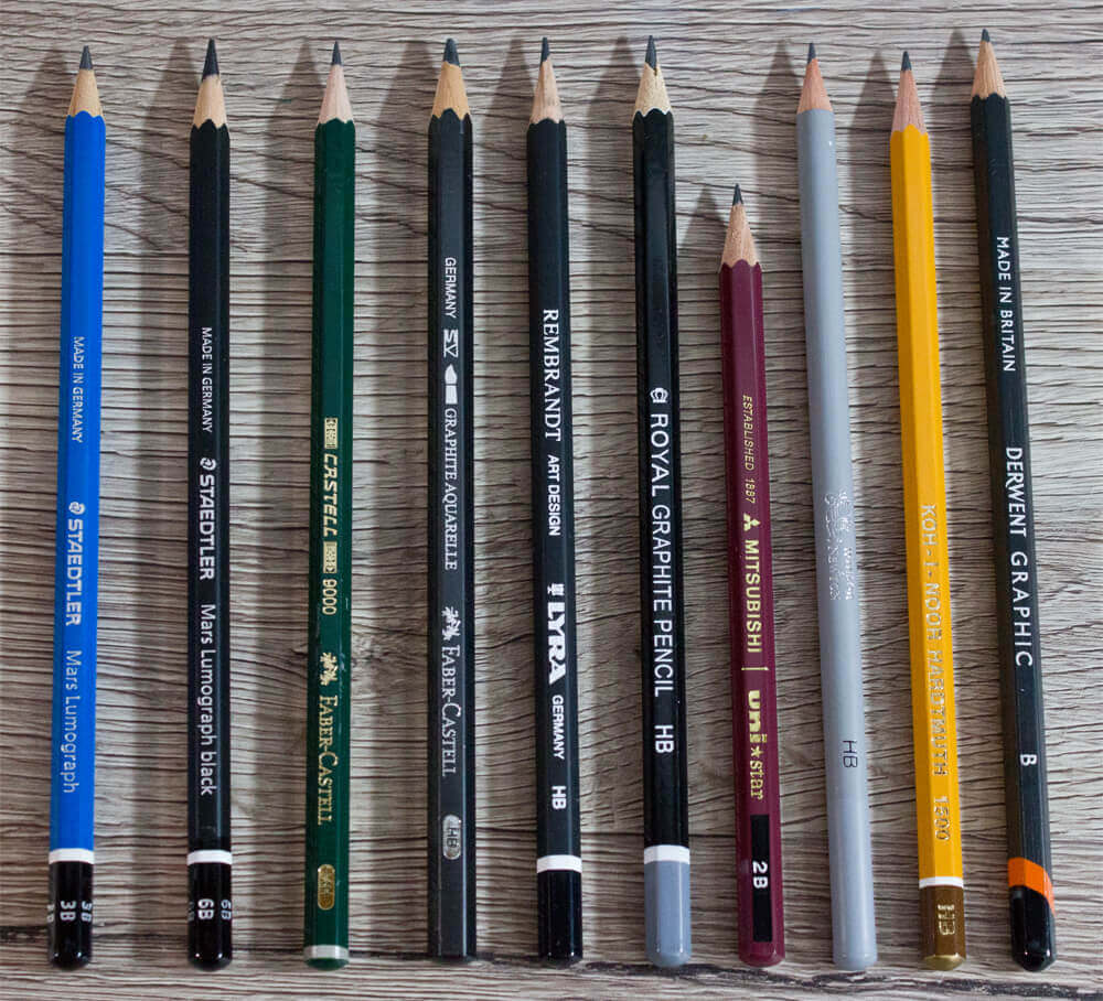 Lápices en comparación