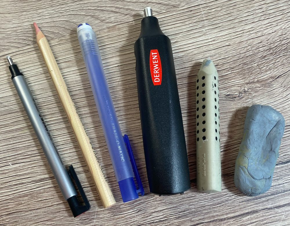 Radierstifte und Knetradierer
