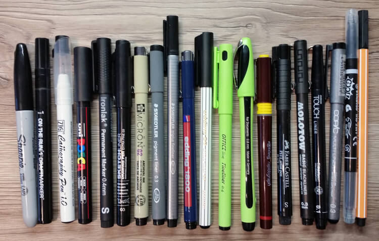 Différents stylos finisseurs