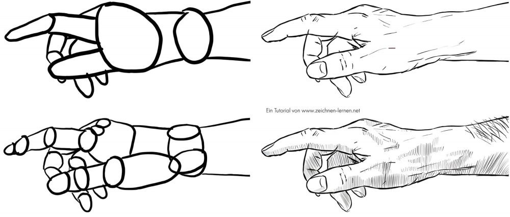 Man's Hand Pointing Left Step by Step