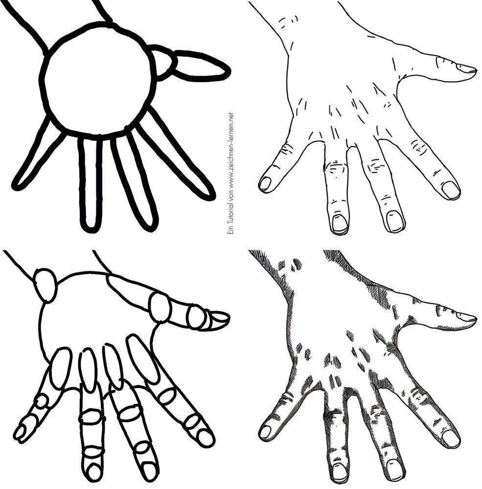 Tutorial de dibujo de mano con dedos separados