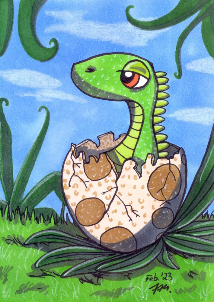 Bebé dinosaurio en huevo - Rotulador para colorear