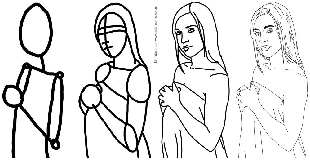 Step-by-Step Tutorial: Drawing a Woman Covered with a Towel