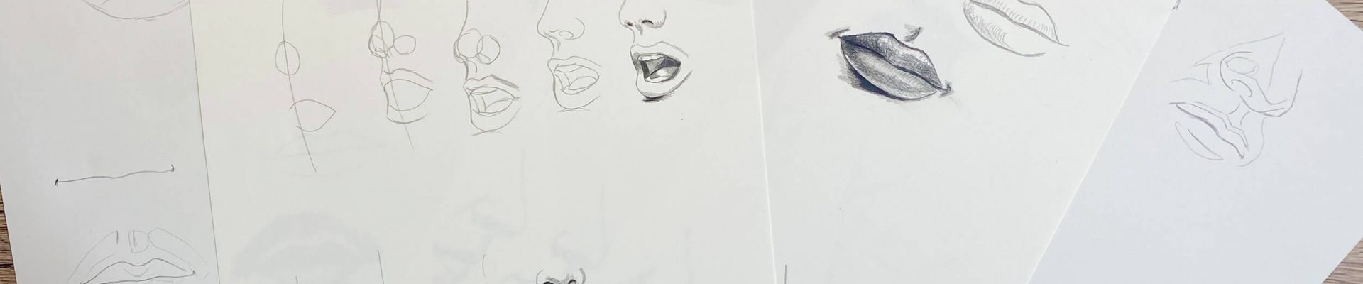 Mund zeichnen mit Bleistift