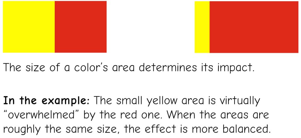 Quantity contrast example - The quantity (the quantity ratio) also influences the color effect quantity ratio of colored areas to each other