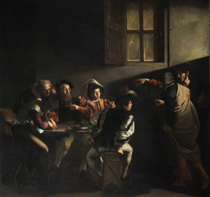 Kunstepochen: Barock Caravaggio - Berufung des heiligen Matthäus (Quelle: Public Domain Wikimedia)