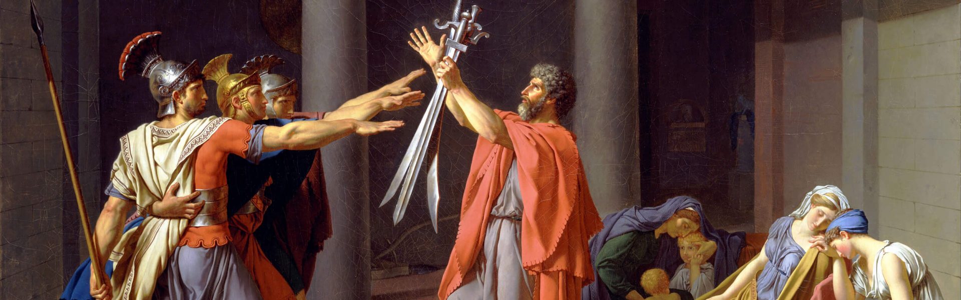 Kunstepochen: Klassizismus Jacques Louis David - Schwur der Horatier (Quelle: Public Domain Wikimedia)