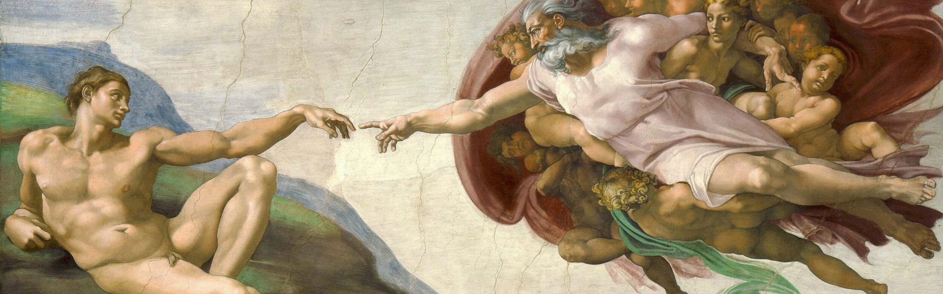 Kunstepochen Renaissance: Michelangelo - Die Erschaffung Adams (Quelle: Public Domain Wikimedia)