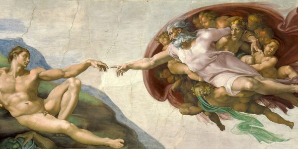 Kunstepochen Renaissance: Michelangelo - Die Erschaffung Adams (Quelle: Public Domain Wikimedia)