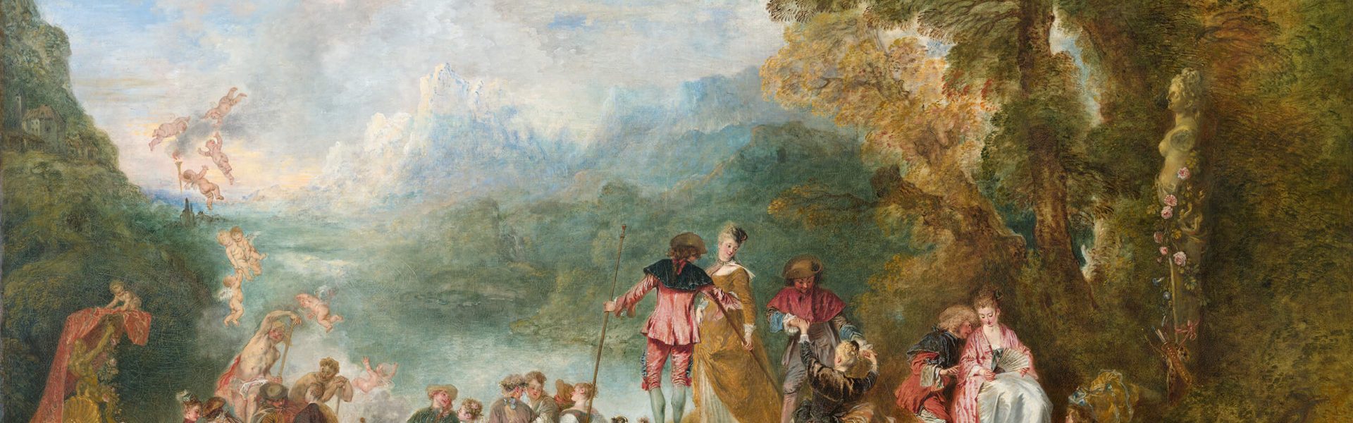 Kunstepochen: Rokoko Antoine Watteau - L'Embarquement pour Cythère (Quelle: Public Domain Wikimedia)