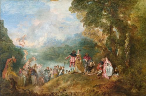 Kunstepochen: RokokoAntoine Watteau - L'Embarquement pour Cythère (Quelle: Public Domain Wikimedia)