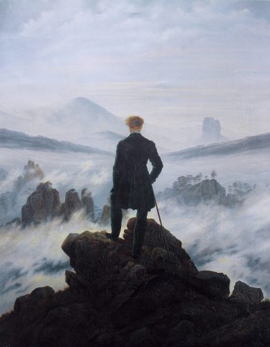 Kunstepochen: RomantikCaspar David Friedrich - Wanderer über dem Nebelmeer (Quelle: Public Domain Wikimedia)