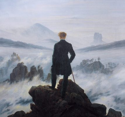 Kunstepochen: Romantik Caspar David Friedrich - Wanderer über dem Nebelmeer (Quelle: Public Domain Wikimedia)